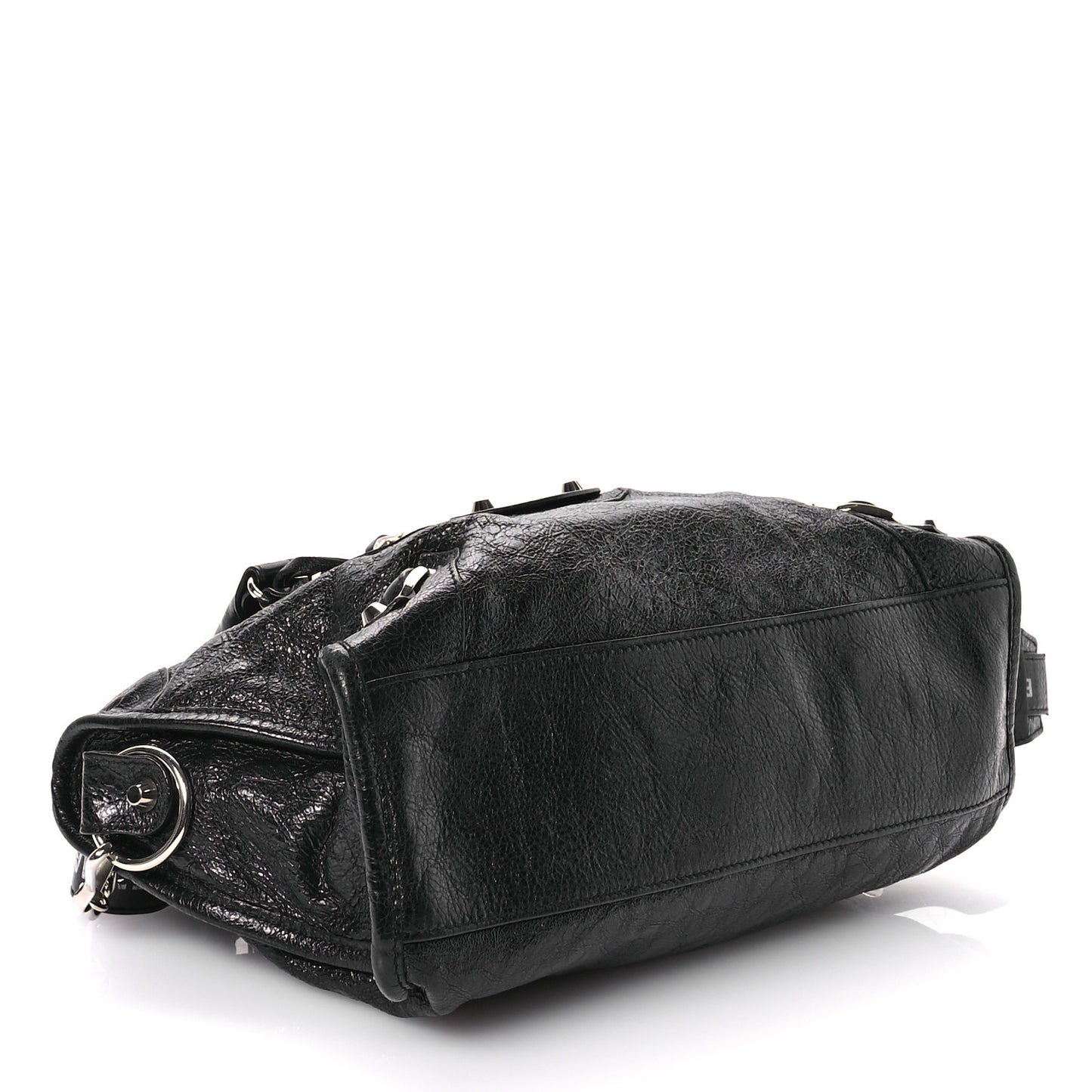 Agneau Classic Hardware S City Logo Strap Black White