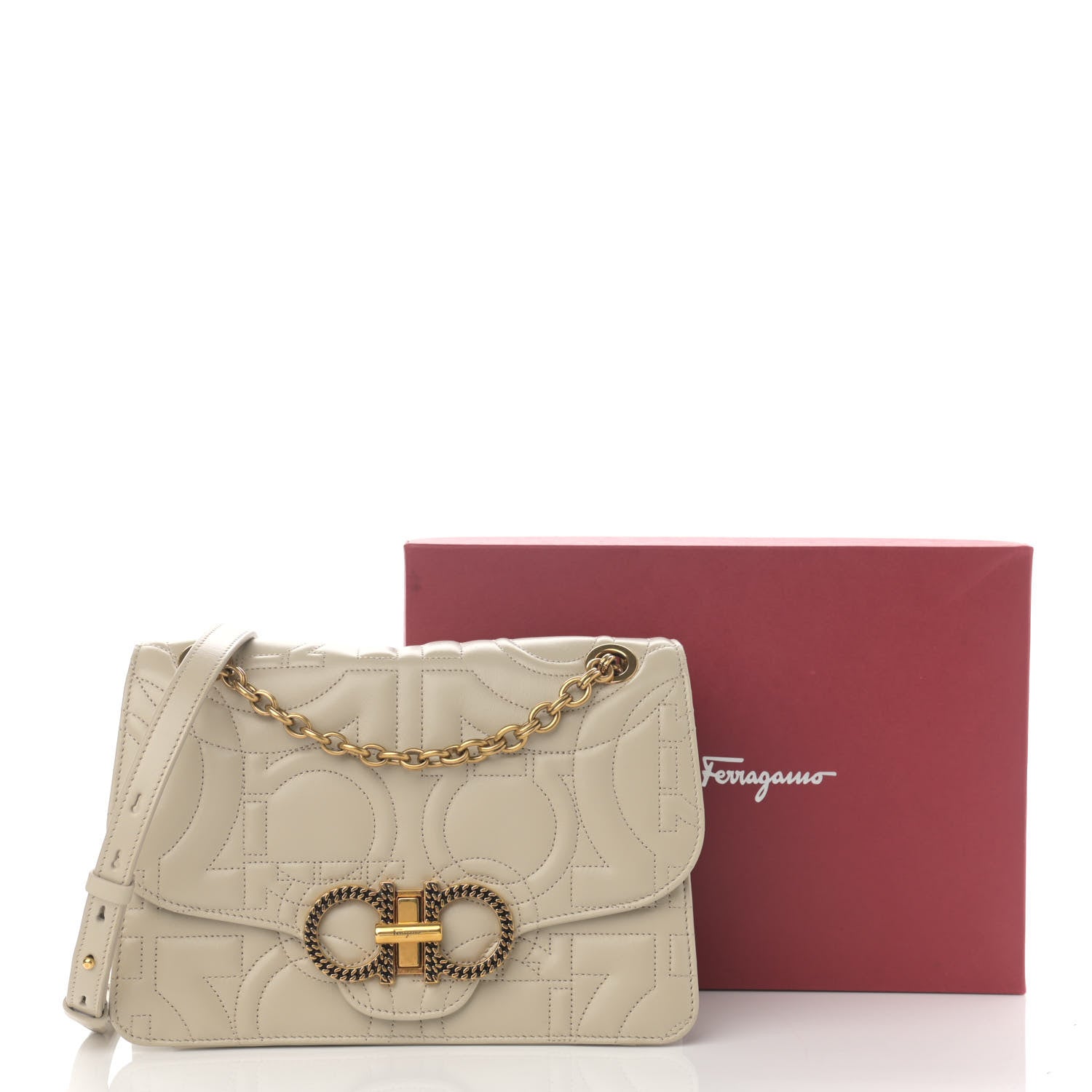 Salvatore Ferragamo Calfskin Quilted Gancini Flap Bag Peony 11 of 11