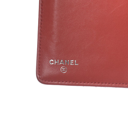 Chanel Lambskin Double Stitch Quilted Yen Wallet Red 6 of 13