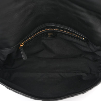 Fendi Nappa FF 1974 Embossed Large Baguette Black 6 of 9