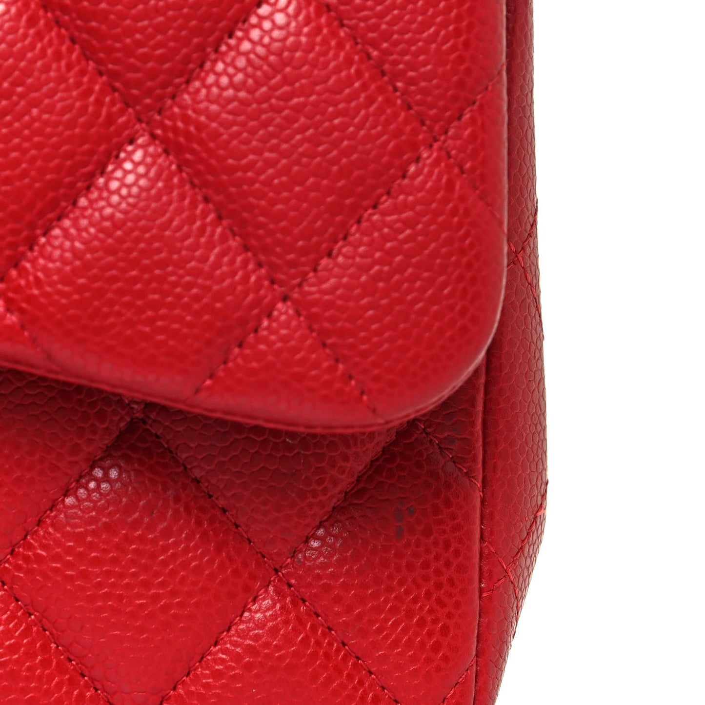 Caviar Quilted Jumbo Double Flap Red