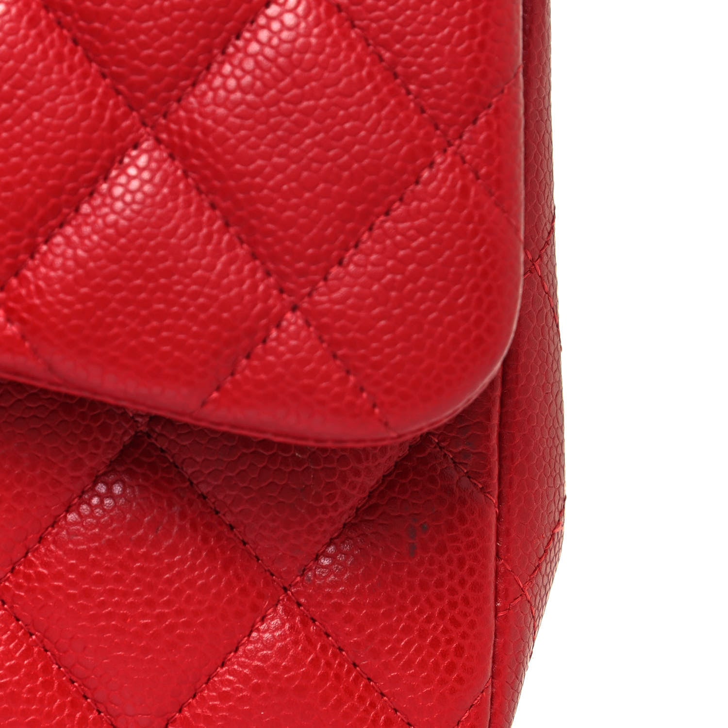 Chanel Caviar Quilted Jumbo Double Flap Red 17 of 18