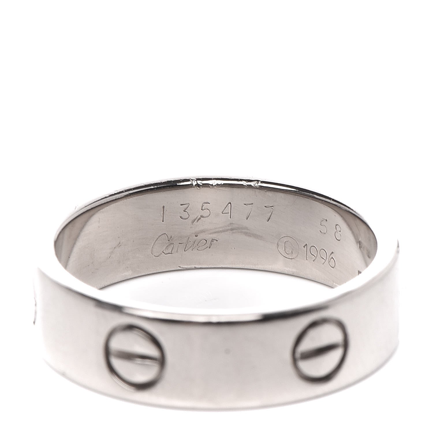 Cartier 18K White Gold 5.5mm LOVE Ring 58 8.25 4 of 5