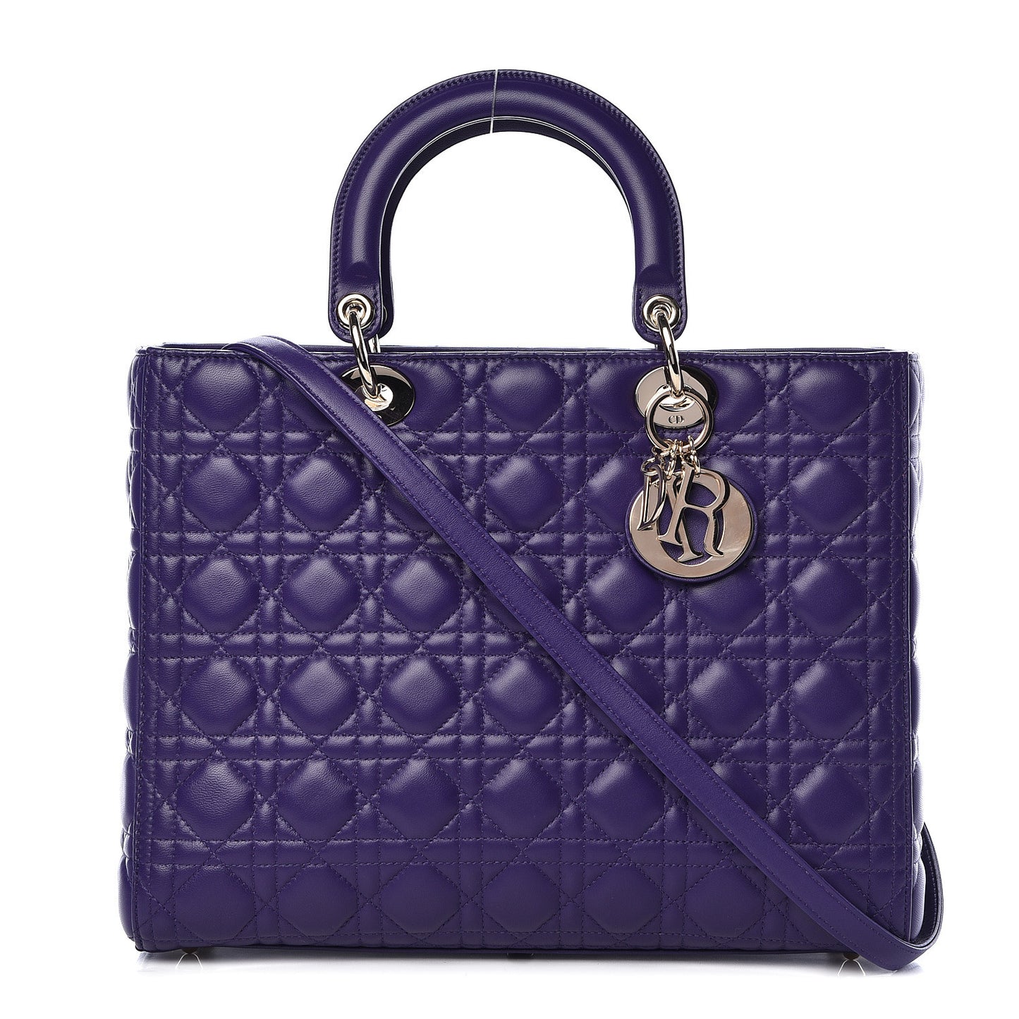 Lambskin Cannage Large Lady Dior Purple