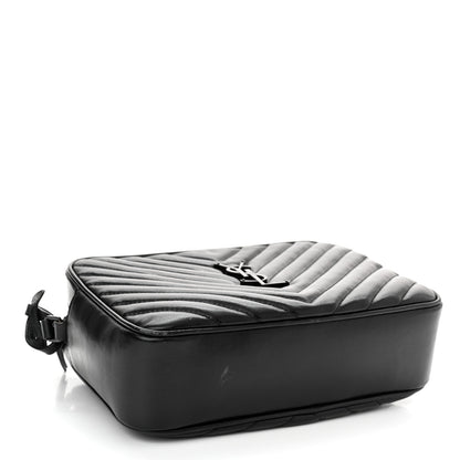 Saint Laurent Calfskin Matelasse Monogram Monochrome Lou Camera Bag Black 4 of 13