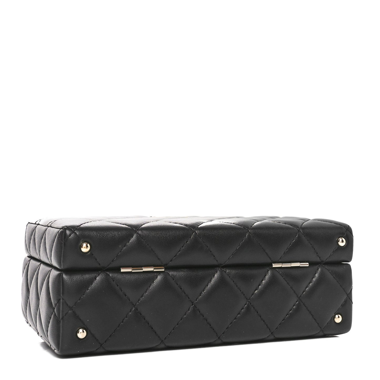 Lambskin Quilted Small CC Top Handle Box Bag Black