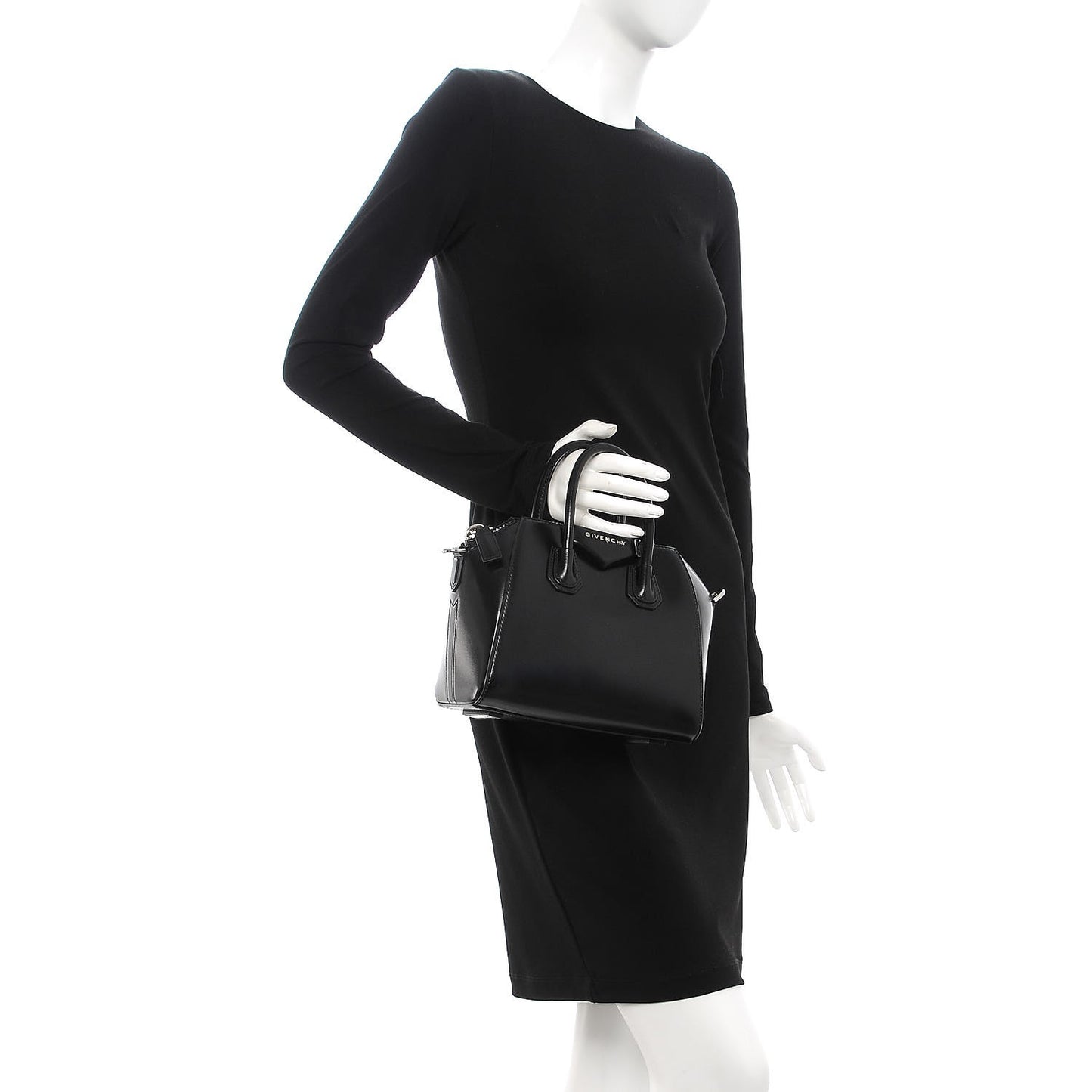 Shiny Lord Calfskin Mini Antigona Black