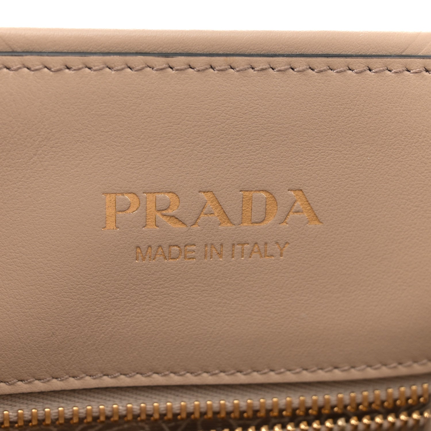 Prada Soft Calfskin Triangolo Symbole Embossed Small Tote Beige Khaki 6 of 10