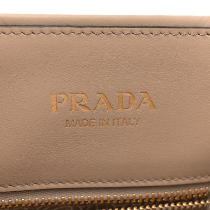Prada Soft Calfskin Triangolo Symbole Embossed Small Tote Beige Khaki 6 of 10