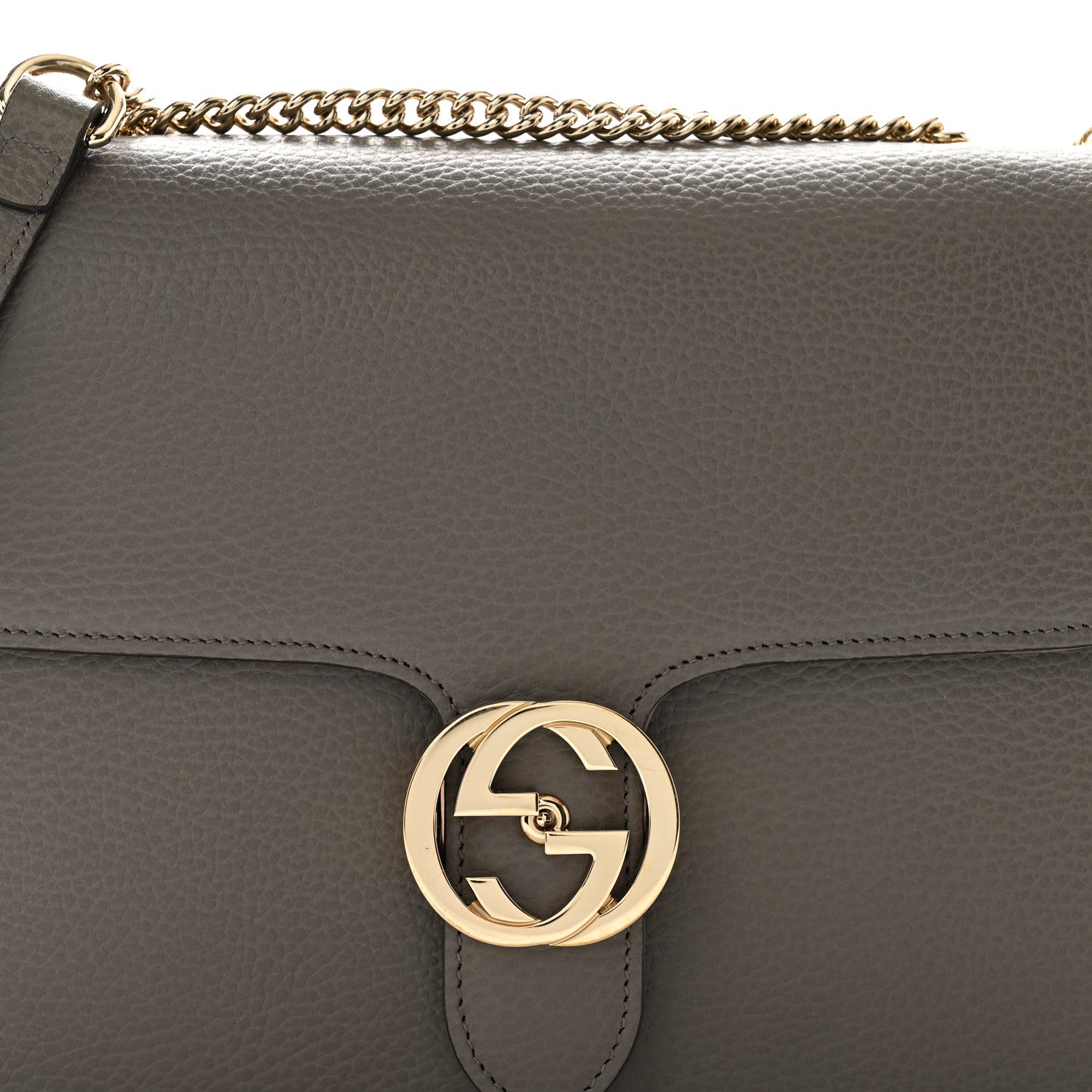 Gucci Dollar Calfskin Interlocking G Shoulder Bag Loess 9 of 12
