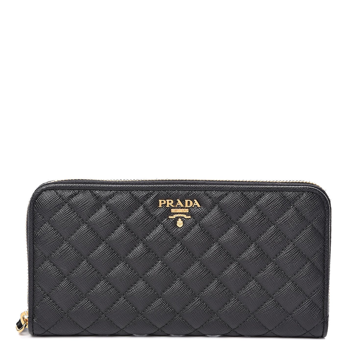 Saffiano Quilted Zip Around Wallet Black