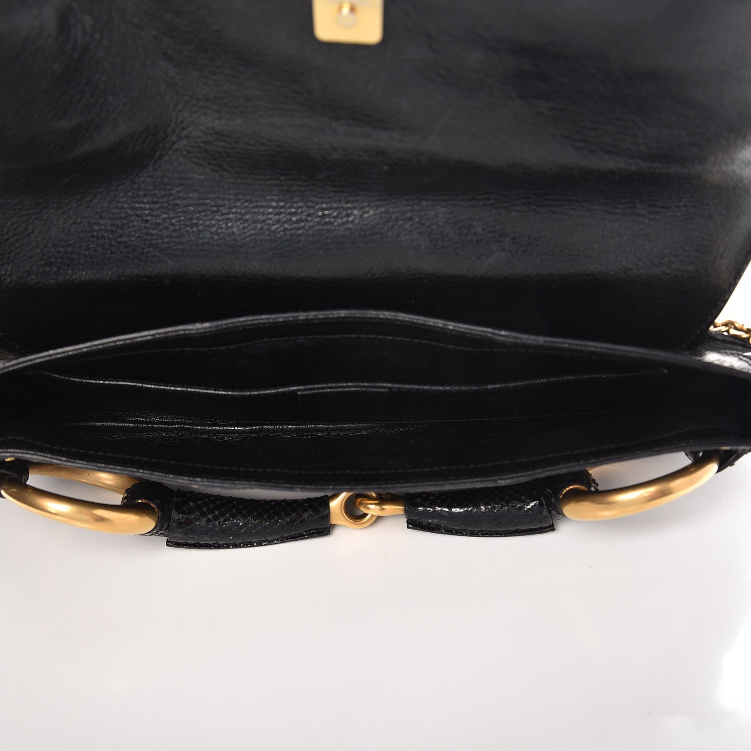 Gucci Python Studded Horsebit Chain Clutch Black 5 of 9