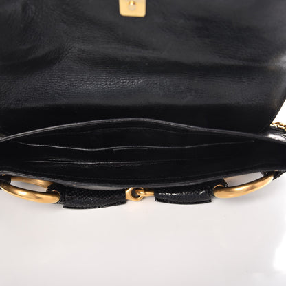 Gucci Python Studded Horsebit Chain Clutch Black 5 of 9