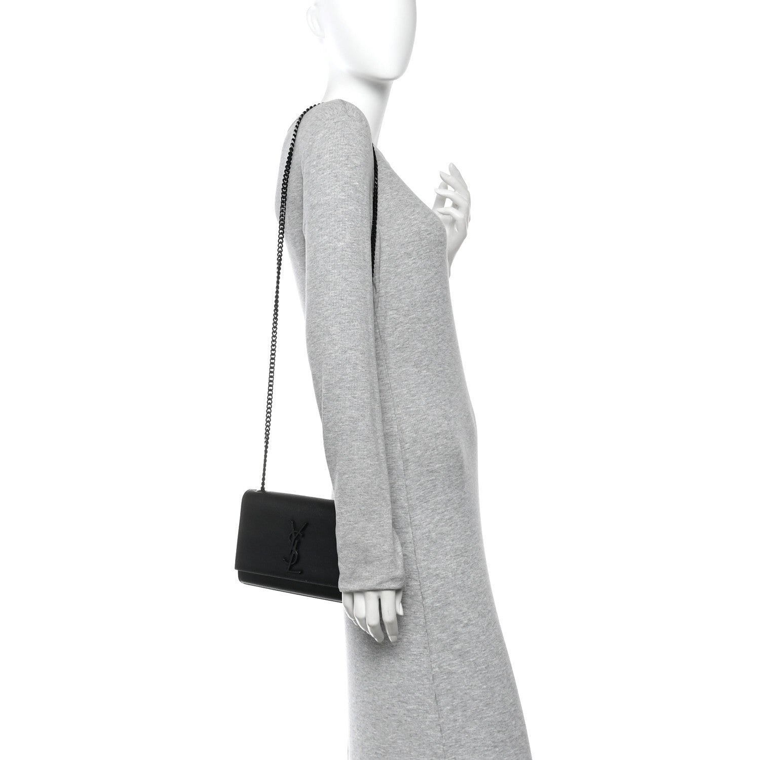 Saint Laurent Grain De Poudre Small Monogram Monochrome Kate Satchel Black 2 of 11