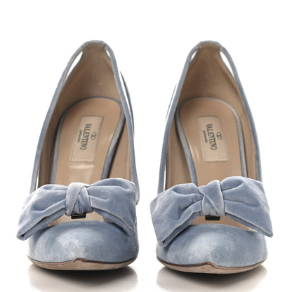 Valentino Garavani Velvet PVC Dollybow Pumps 37 Light Blue 3 of 9