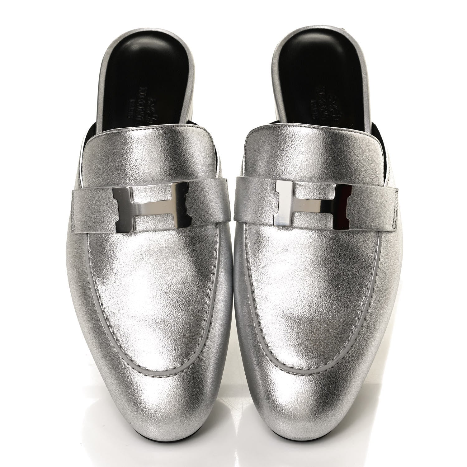 Hermes Metallic Nappa Trocadero Mule 38.5 Gris Argento 5 of 11