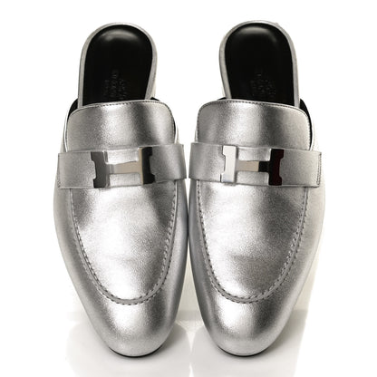 Hermes Metallic Nappa Trocadero Mule 38.5 Gris Argento 5 of 11