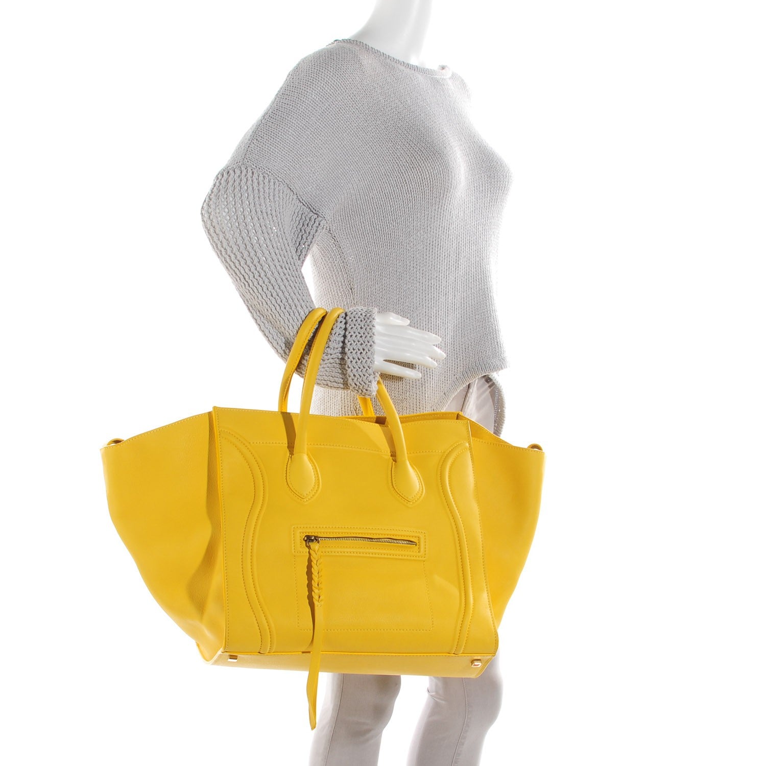 Celine Supple Calfskin Large Phantom Luggage Sun Yellow 2 of 10