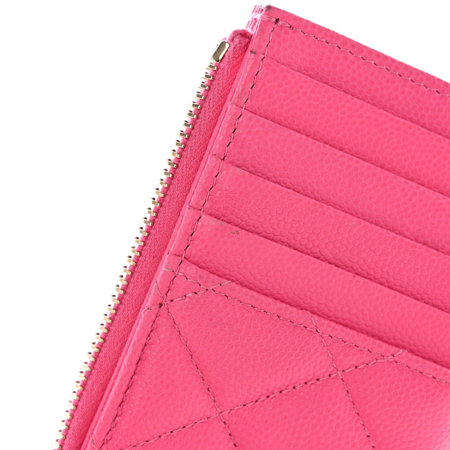 Chanel Caviar Quilted Flap Zip Card Holder Dark Pink 15 of 17