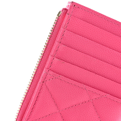 Chanel Caviar Quilted Flap Zip Card Holder Dark Pink 15 of 17
