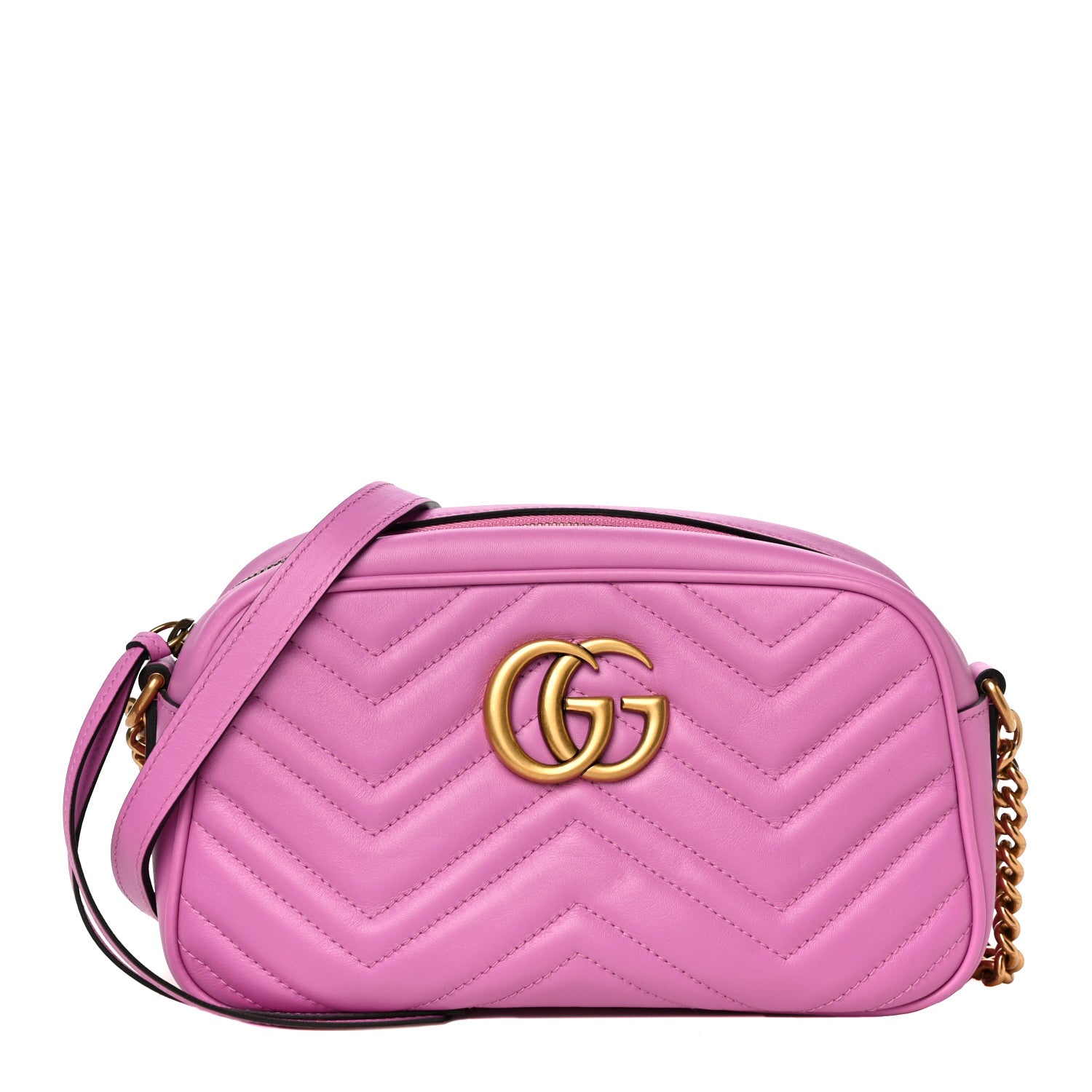 Gucci Calfskin Matelasse Small GG Marmont Chain Shoulder Bag Candy Mousse 1 of 11
