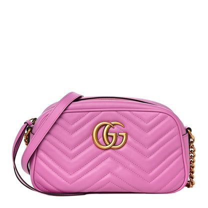 Gucci Calfskin Matelasse Small GG Marmont Chain Shoulder Bag Candy Mousse 1 of 11