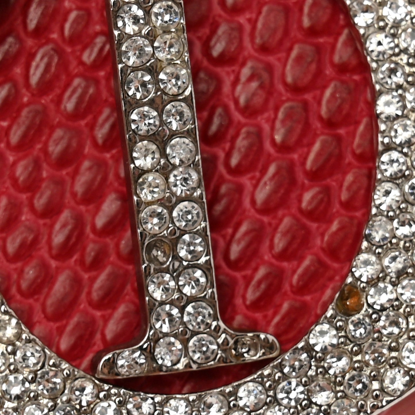 Lizard Swarovski Crystal Mini Lady Dior Dark Pink