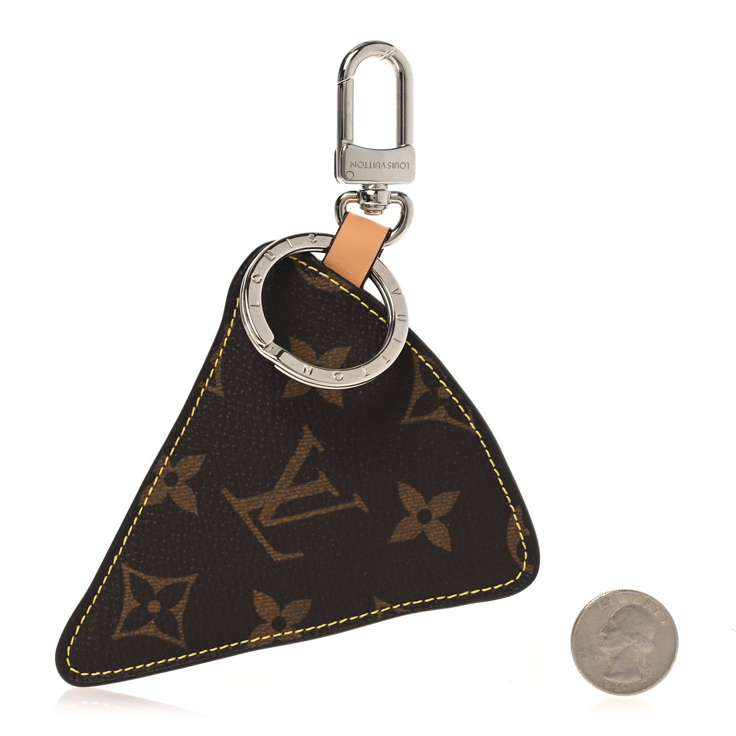 Louis Vuitton Calfskin Monogram Printed Pizza Bag Charm Key Holder 2 of 3
