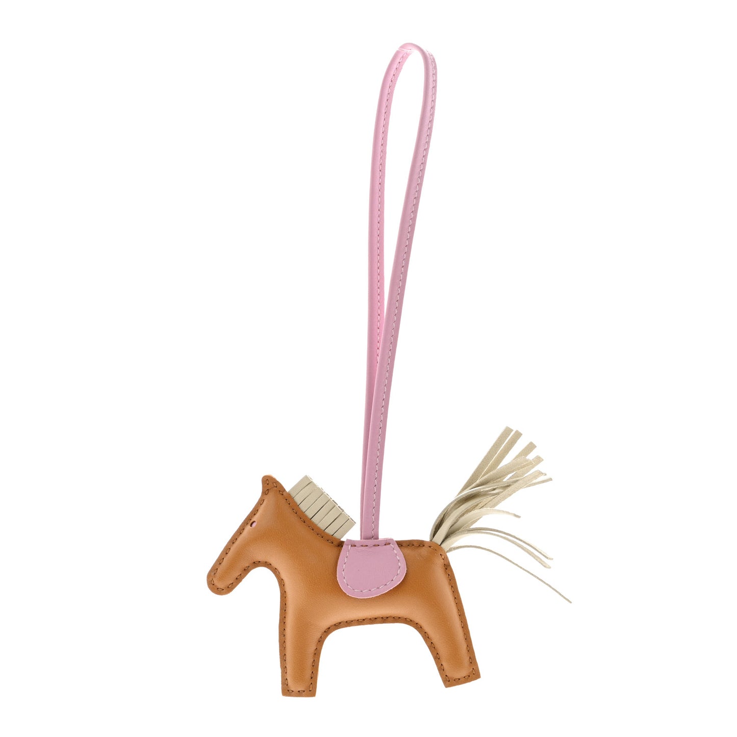 Milo Lambskin Grigri Rodeo Horse Bag Charm PM Sesame Mauve Sylvestre Craie