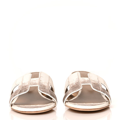 Hermes Matte Niloticus Crocodile Himalaya Oasis Sandals 37 White 2 of 9