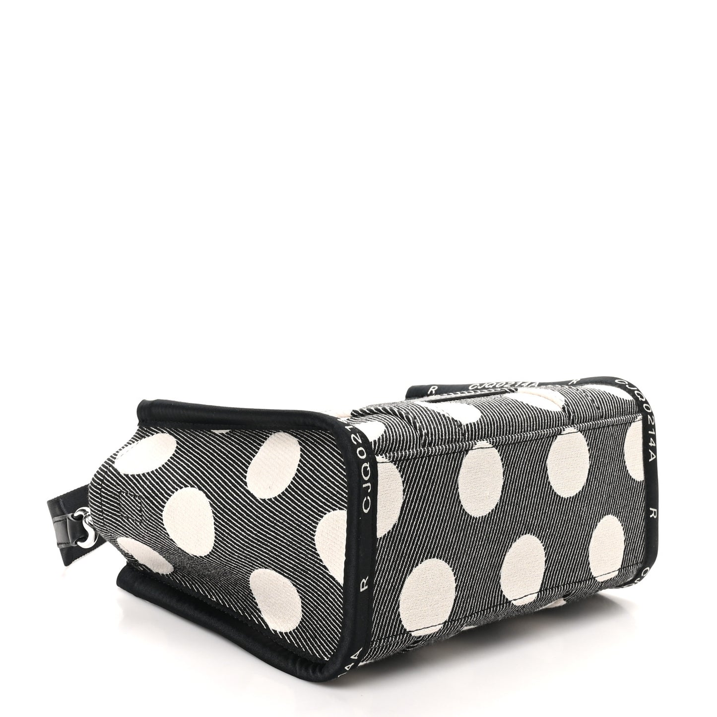 Cotton Canvas Polka Dot Small The Jacquard Tote Bag Black Ivory