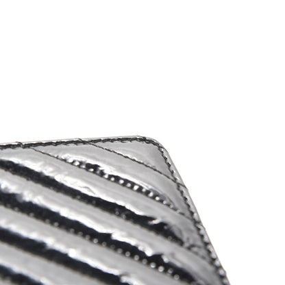 Chanel Patent Metallic Crumpled Calfskin Chevron Quilted Wallet On Chain WOC Black 8 of 14