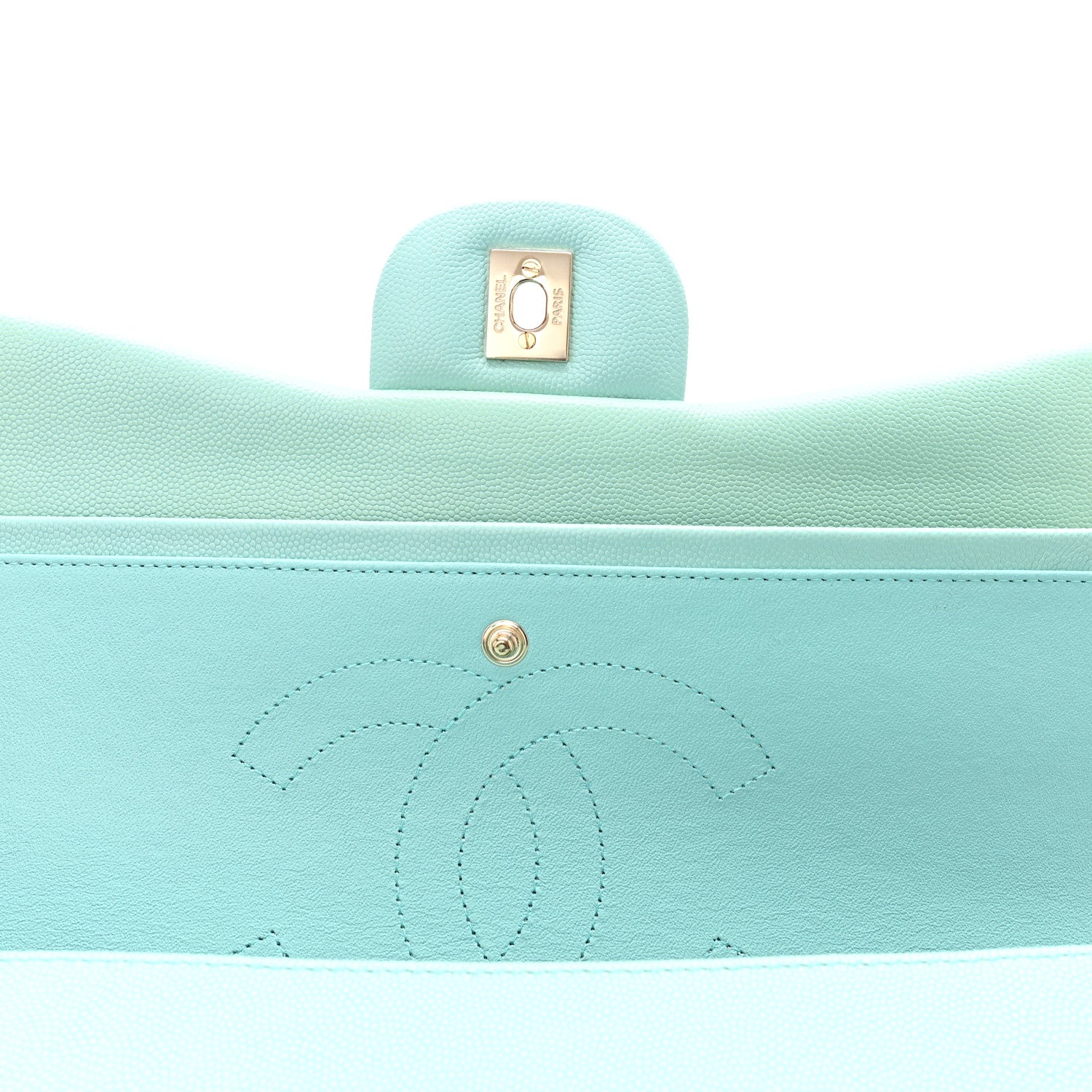 Chanel Caviar Quilted Jumbo Double Flap Light Blue 11 of 13