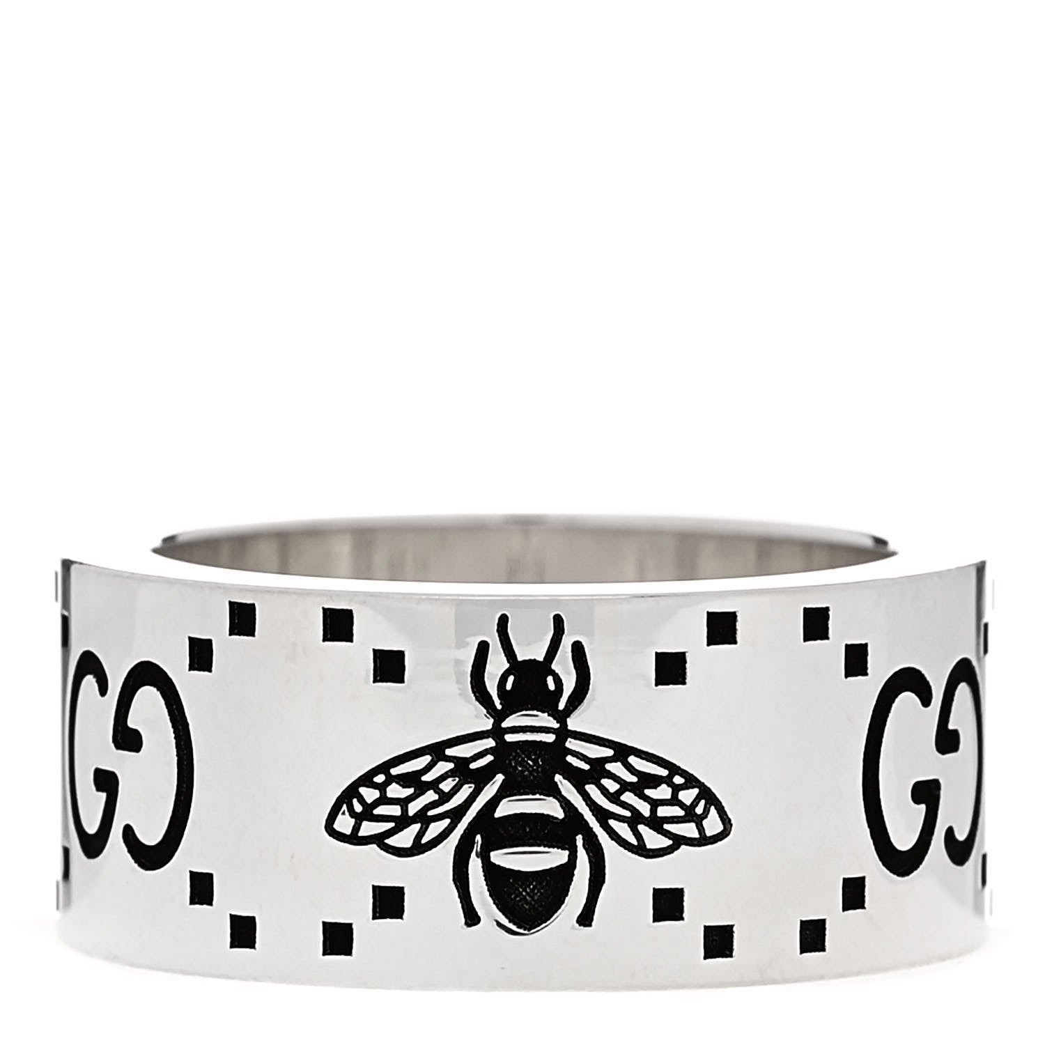 Gucci Sterling Silver GG Bee Band Ring 53 6.25 1 of 6