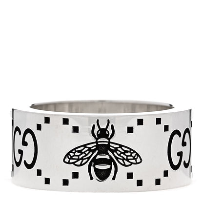 Gucci Sterling Silver GG Bee Band Ring 53 6.25 1 of 6