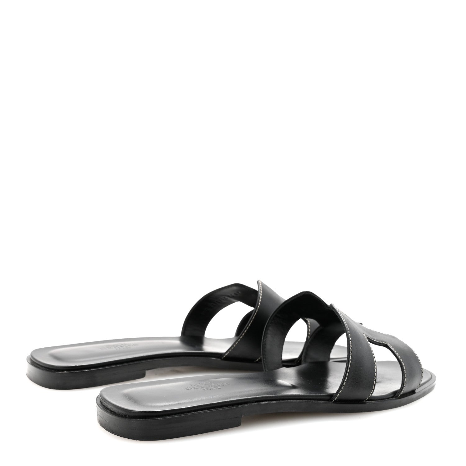 Hermes Box Calfskin Oran Sandals 39.5 Black 5 of 10