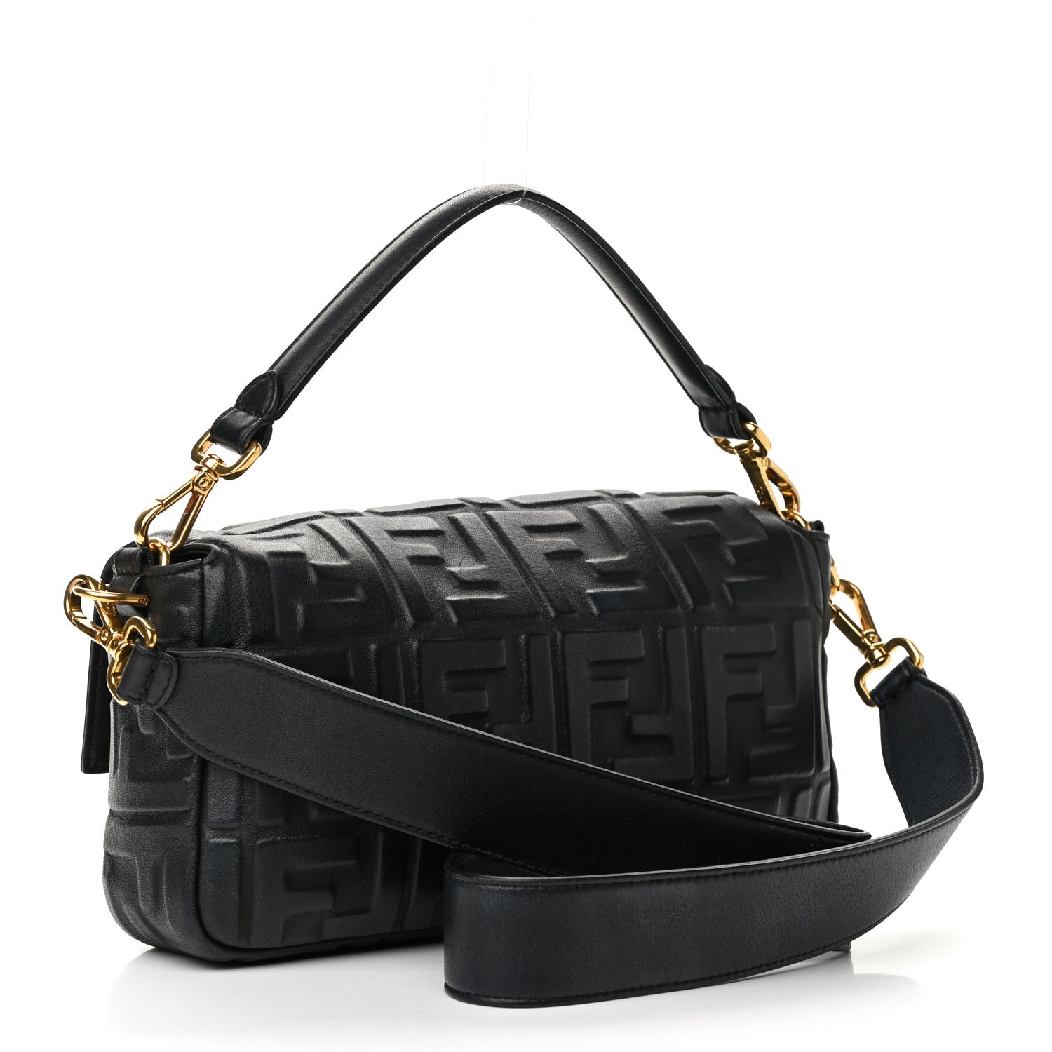 Fendi Nappa FF 1974 Embossed Baguette Black 2 of 9