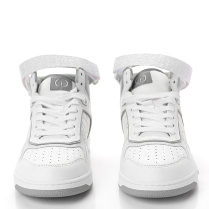 Christian Dior Smooth Calfskin Oblique Galaxy Perforated Mens B27 Mid Top Sneakers 41 White Grey 2 of 9