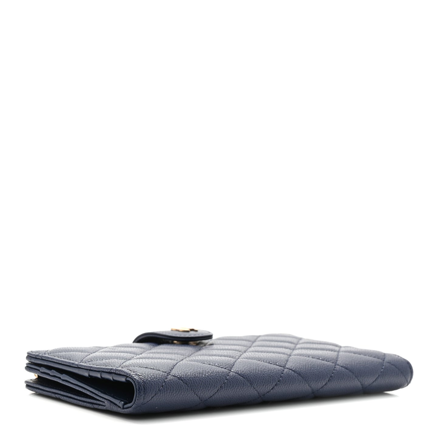 Shiny Caviar Quilted Vertical Long Zip French Wallet Wallet Navy