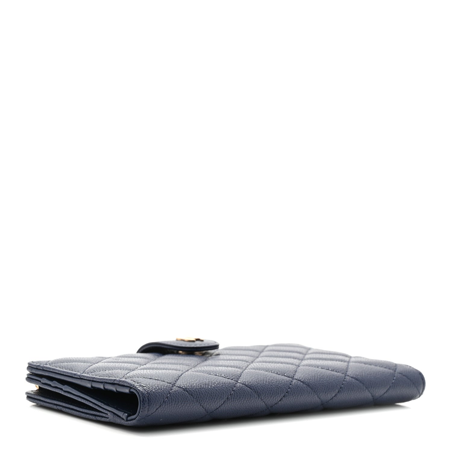 Chanel Shiny Caviar Quilted Vertical Long Zip French Wallet Wallet Navy 4 of 8