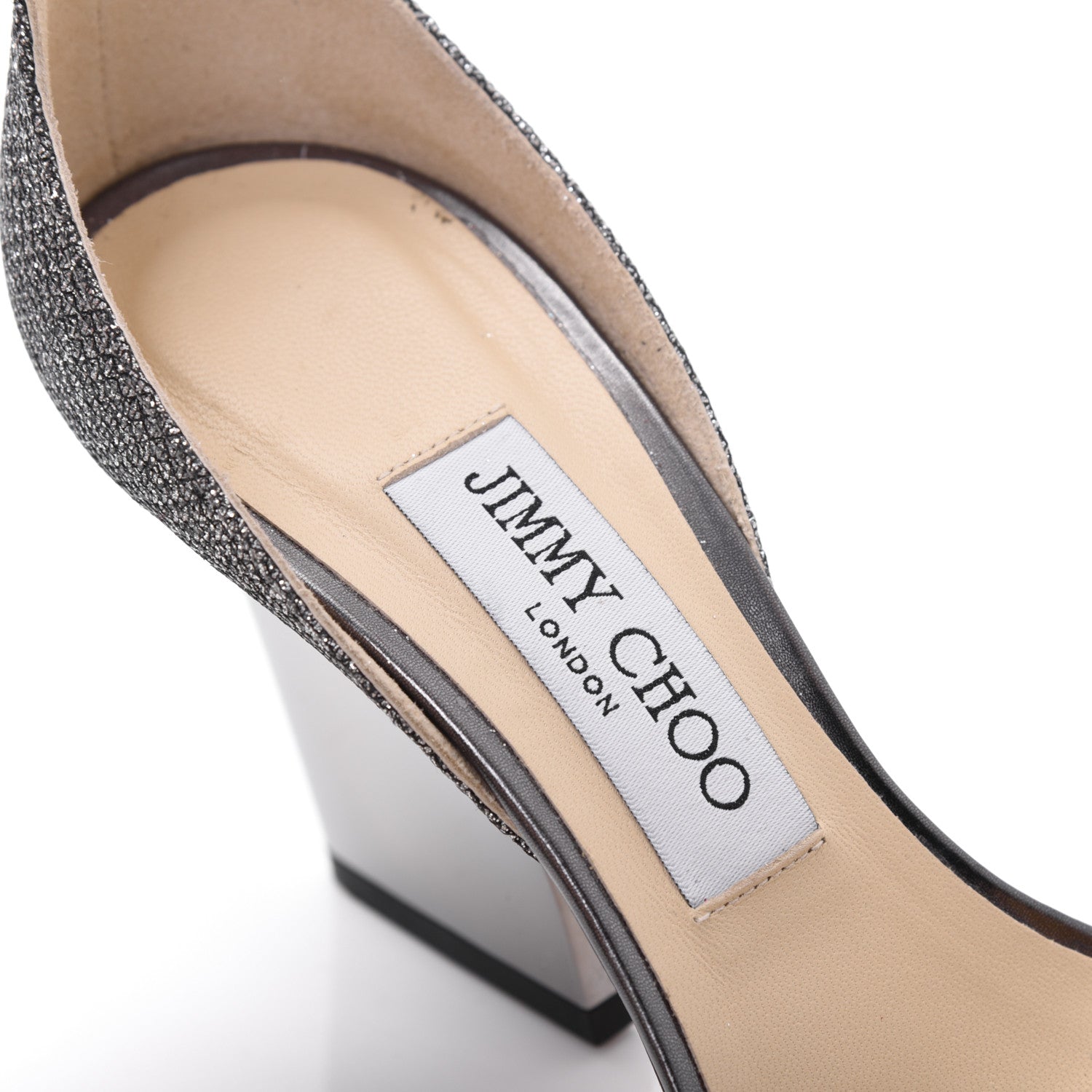 Jimmy Choo Glitter Fabric Edina Sandals 37.5 Anthracite 7 of 12