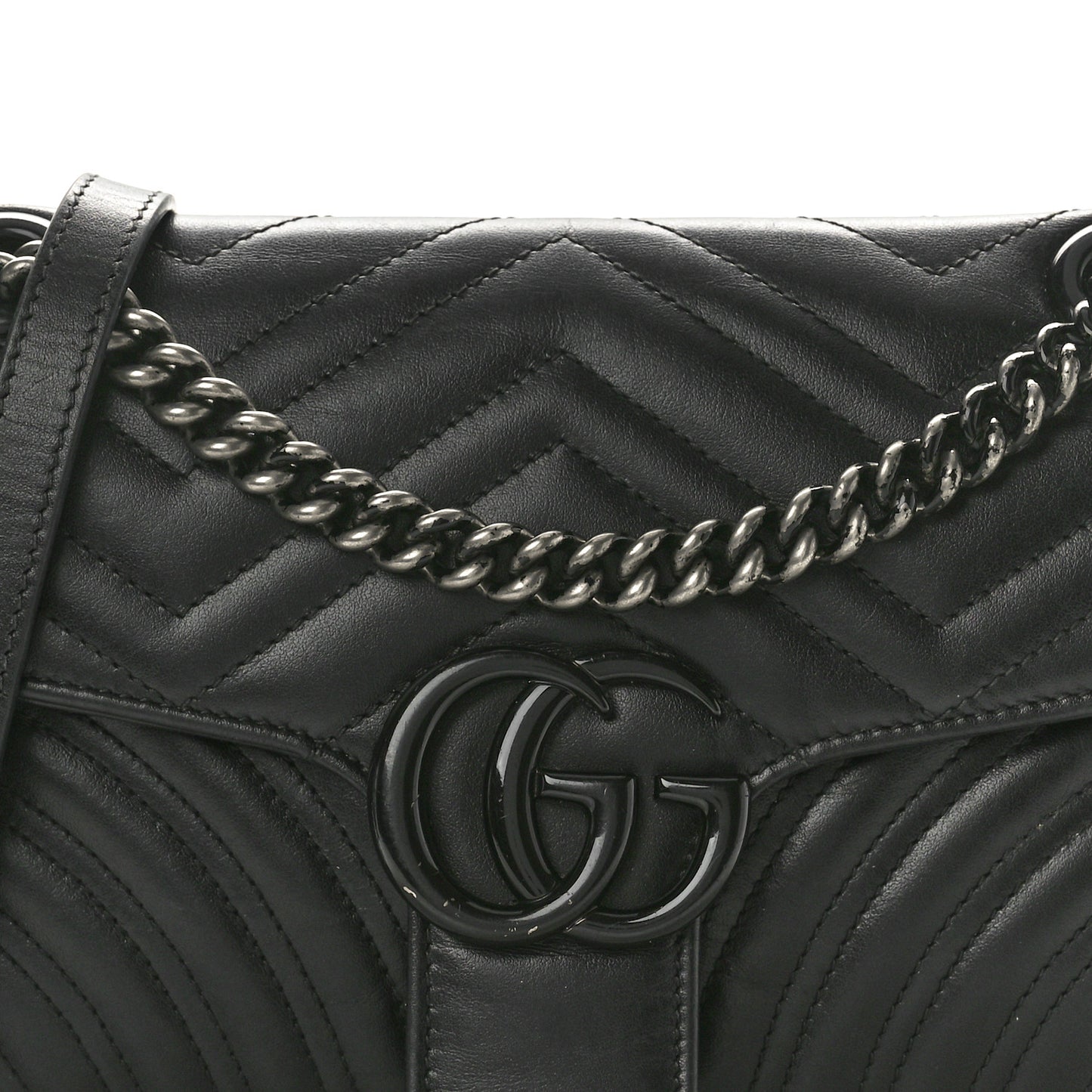 Calfskin Matelasse Monochrome Small GG Marmont Shoulder Bag Black