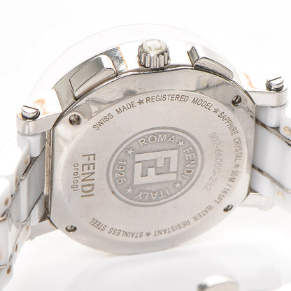 Fendi Stainless Steel Ceramic 38mm Chronograph Quartz Watch White 6 of 9