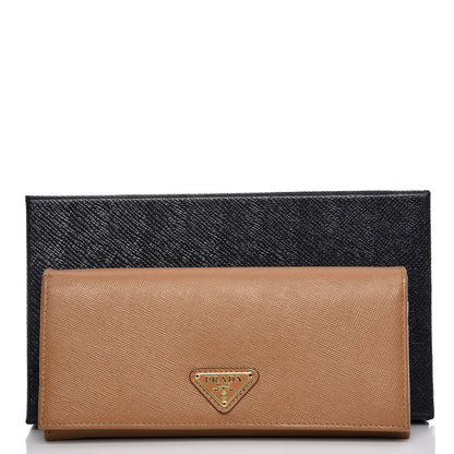 Prada Saffiano Continental Flap Wallet Caramel 10 of 10