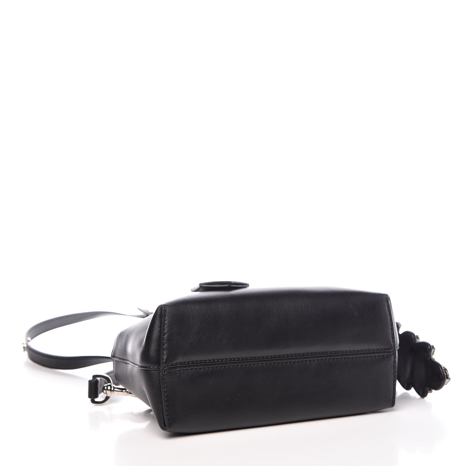 Fendi Shiny Nappa Crystal Croc Tail Mini By The Way Boston Bag Black Smoky Quartz 4 of 12