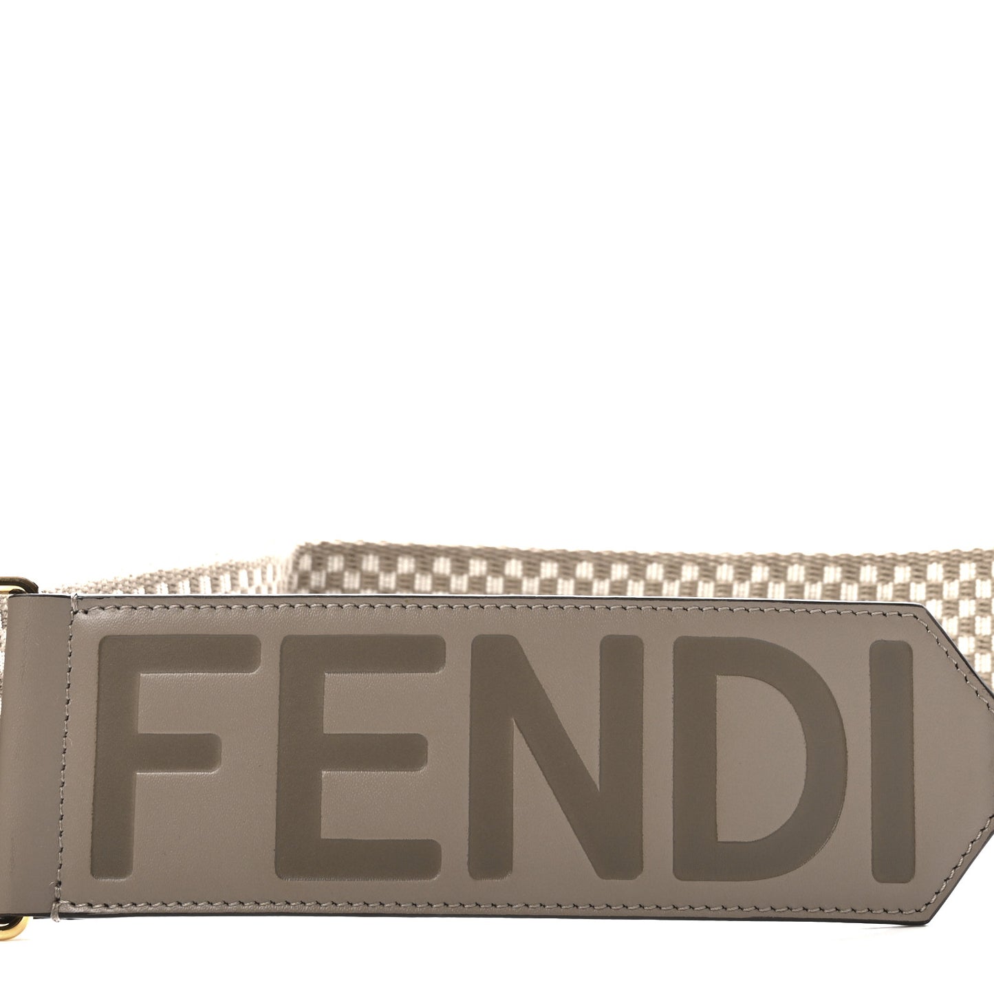 Ribbon Vitello King Logo Embossed Gingham Woven Adjustable Strap You Beige