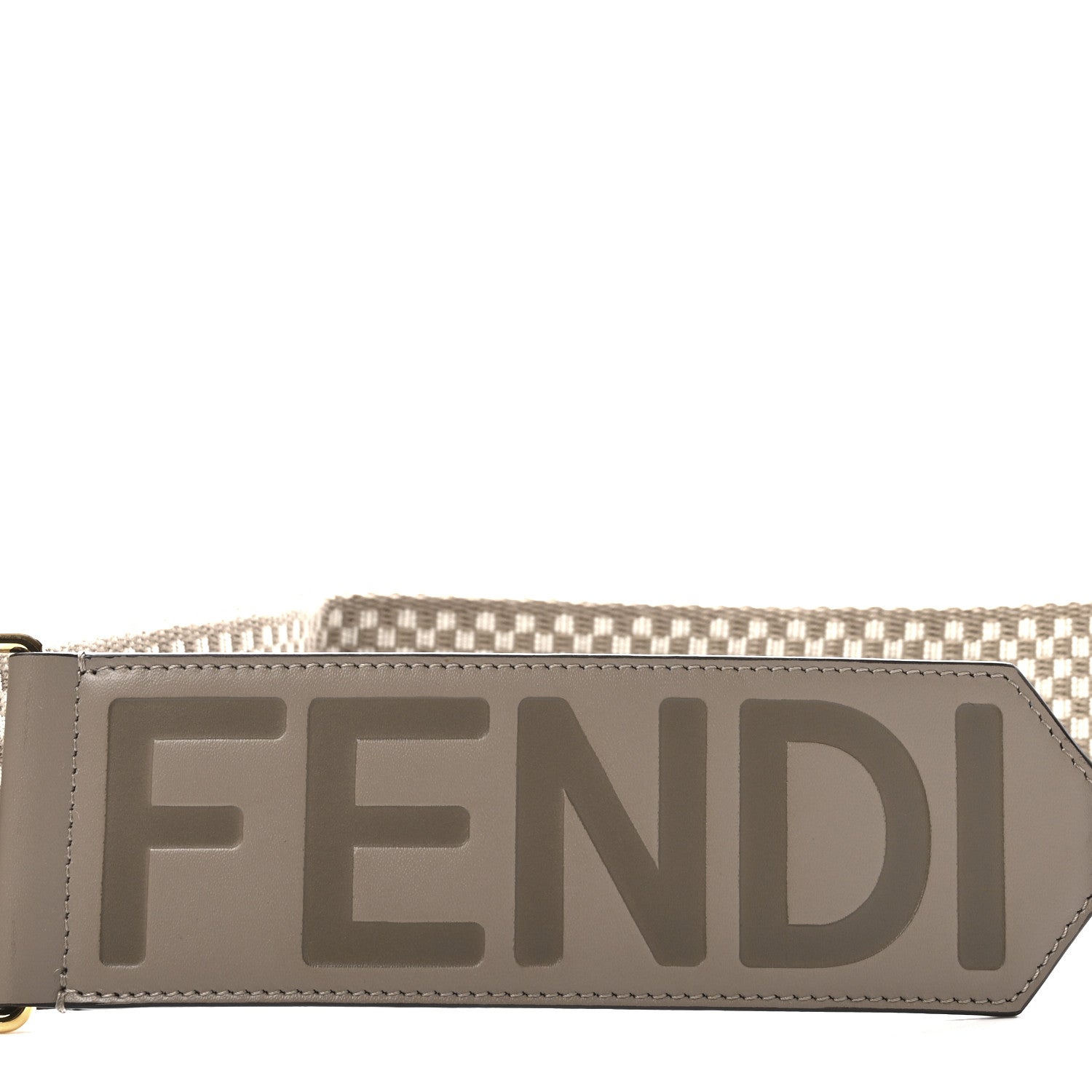 Fendi Ribbon Vitello King Logo Embossed Gingham Woven Adjustable Strap You Beige 4 of 6