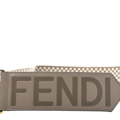 Fendi Ribbon Vitello King Logo Embossed Gingham Woven Adjustable Strap You Beige 4 of 6