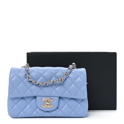 Chanel Lambskin Quilted Mini Rectangular Flap Light Blue 11 of 11