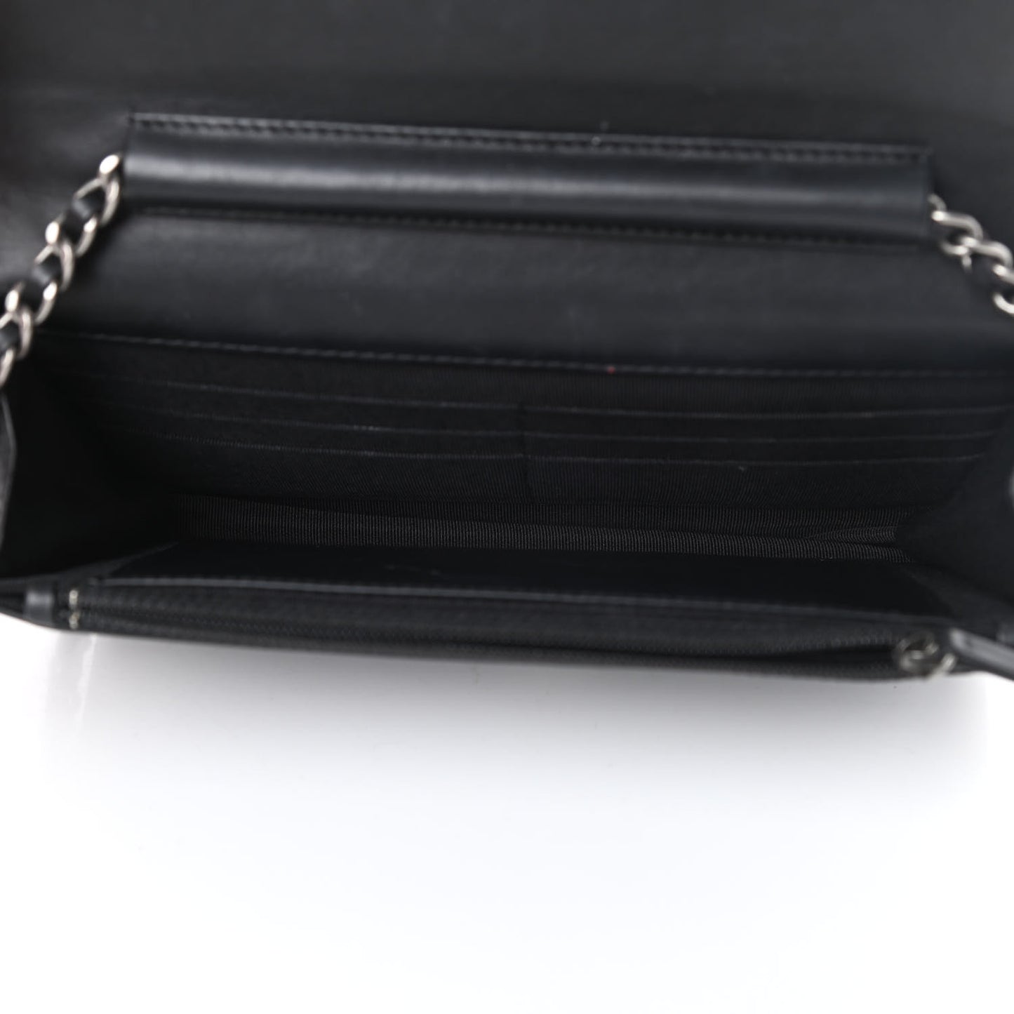 Patent Quilted Brilliant Wallet On Chain WOC Black